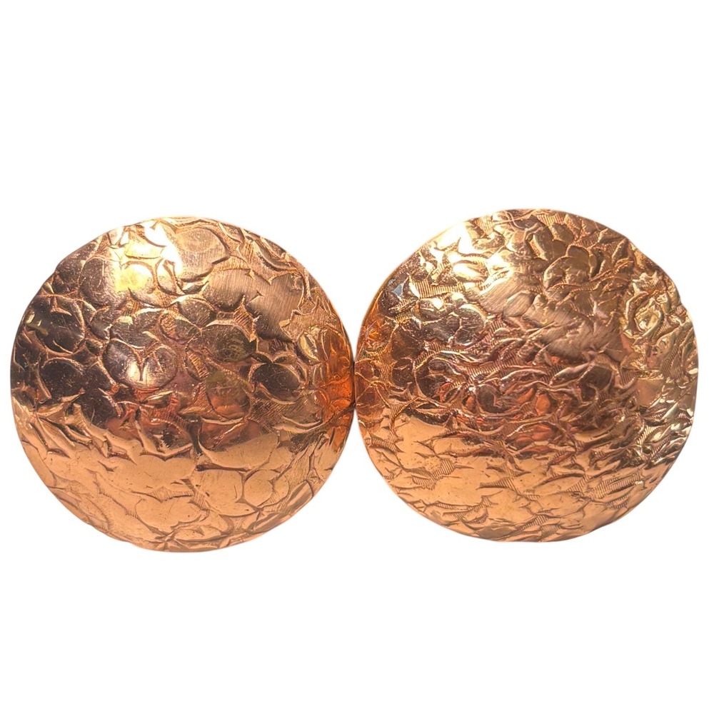 Renoir Clip On Earrings Women Copper Textured Hammered Domed MCM Vintage